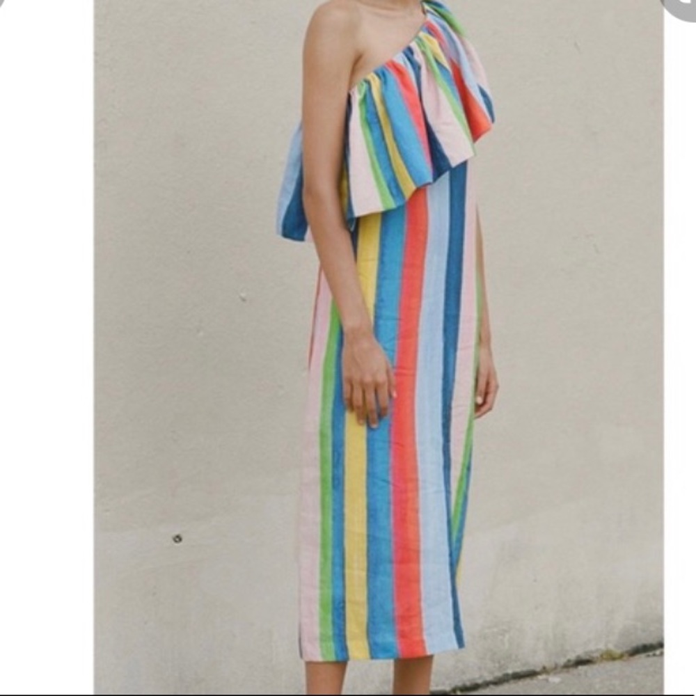 Mara Hoffman Rainbow Watercolor Stripe Linen Dress🌈